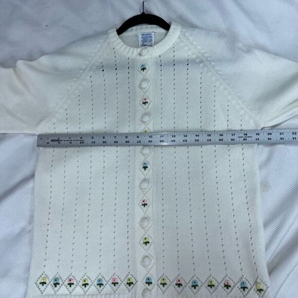 1950’s White Floral Trim Button Up Cardigan Women’s Vintage EUC - Picture 5 of 6